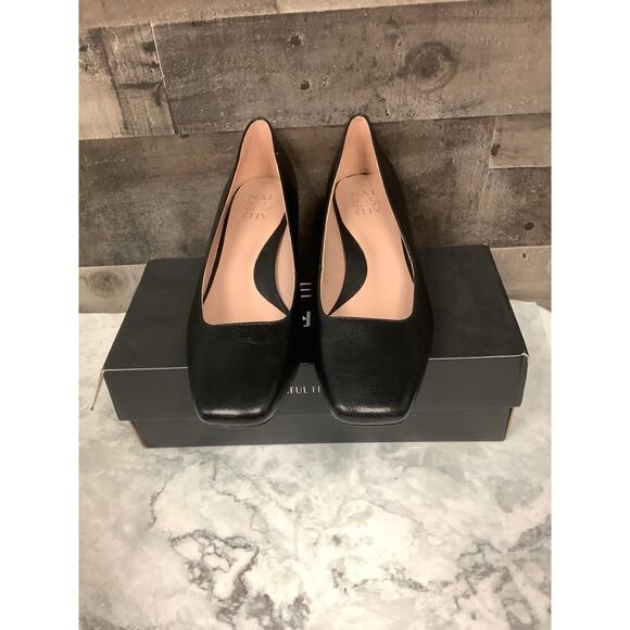 Naturalizer Women's 8.5M Black Leather Jayla Pump Block Heels Square Toe LB7-13 - Picture 2 of 10